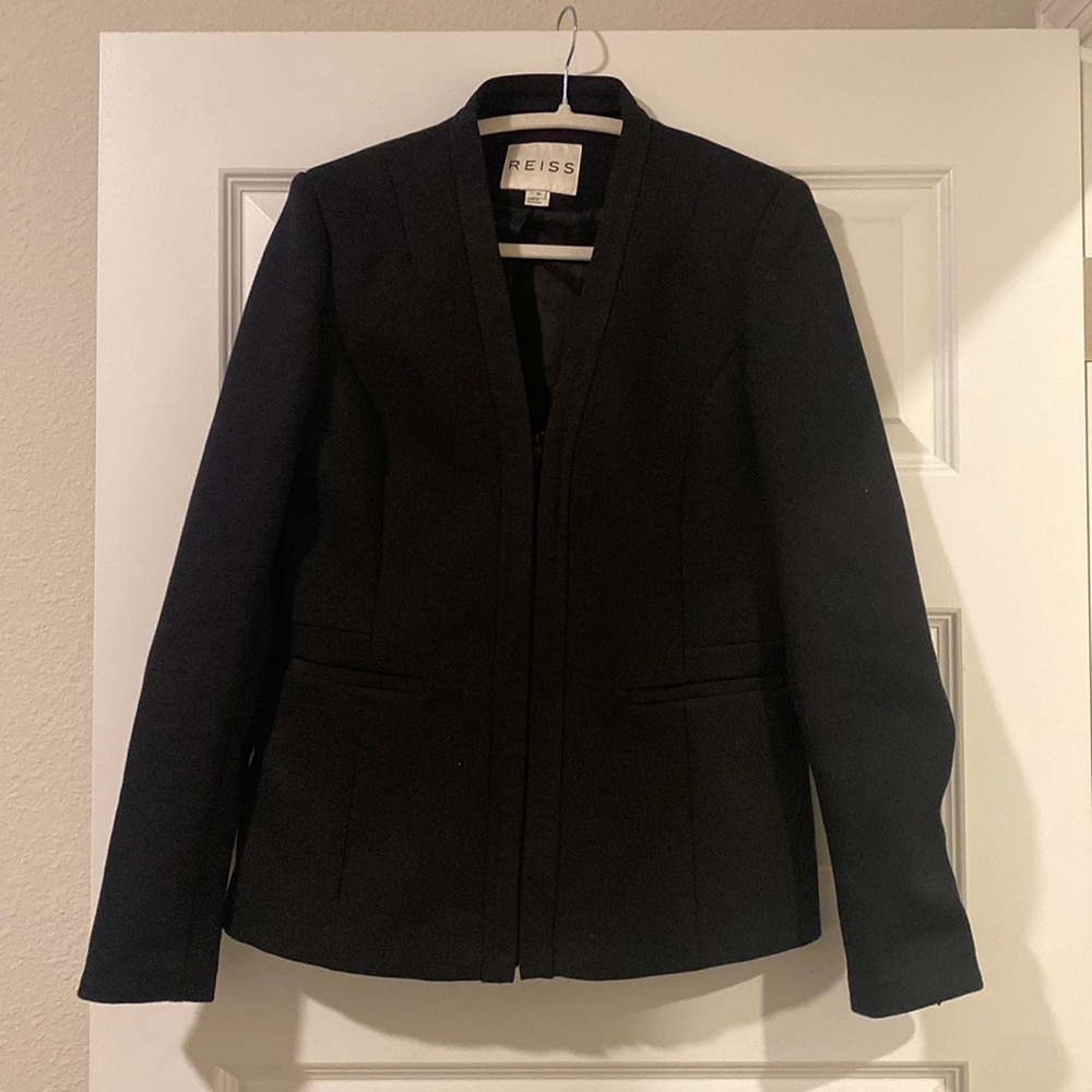 REISS black zip up blazer medium